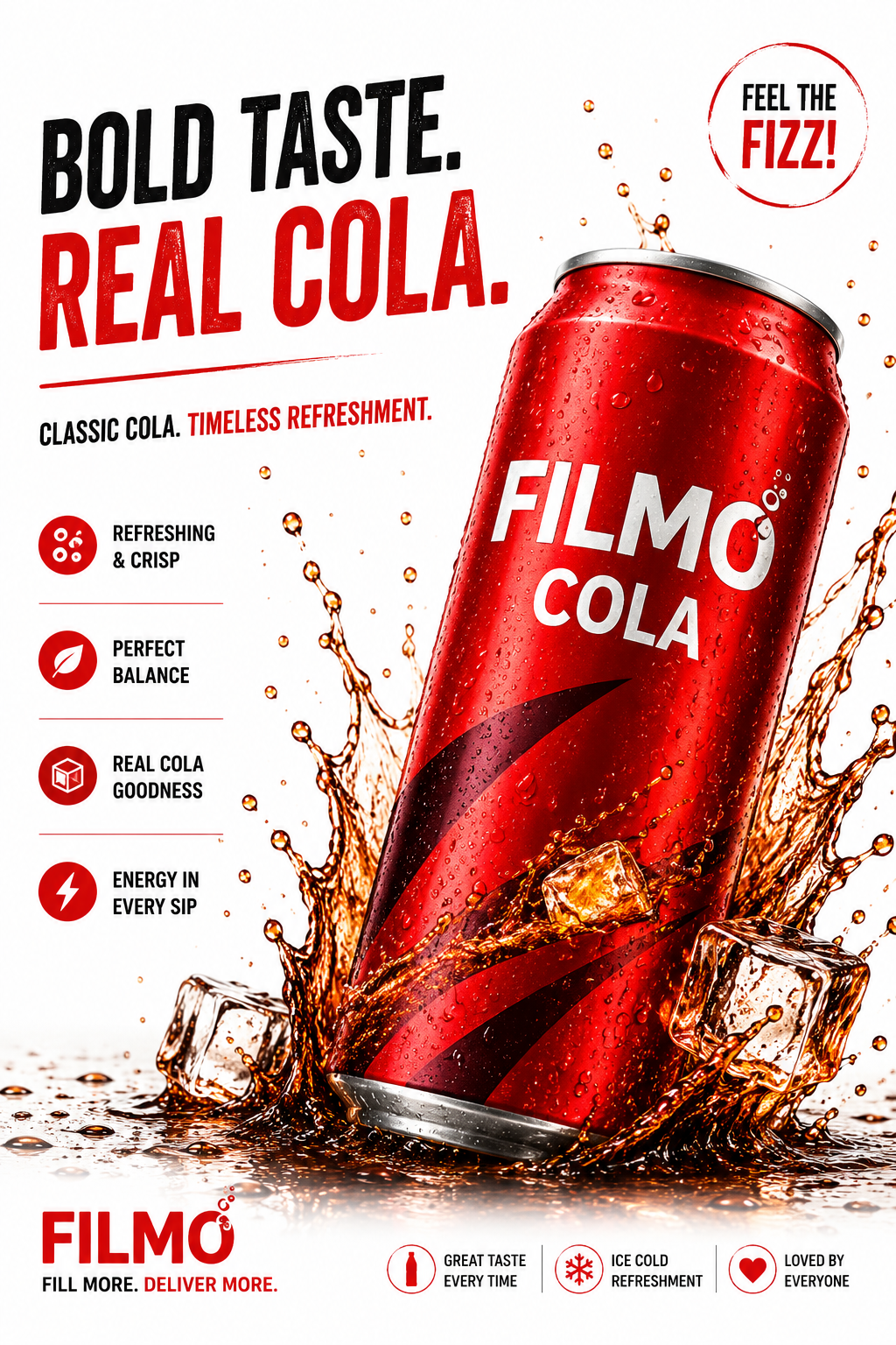 FILMO Cola campaign poster: Bold Taste, Real Cola