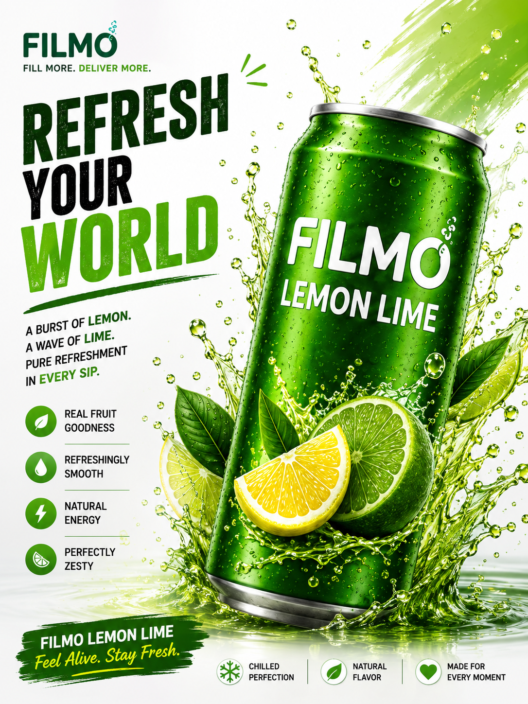 FILMO Lemon Lime campaign poster: Refresh Your World